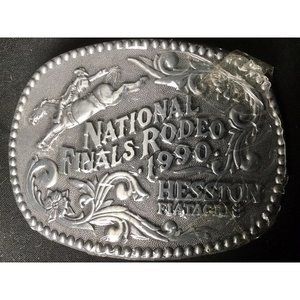 Cowboy Belt Buckle 1990 NFR National Finals Rodeo Hesston Sealed